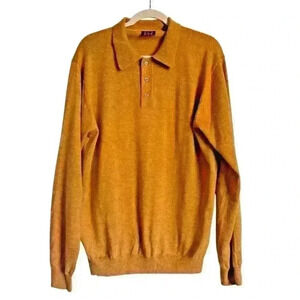 JoS A. Bank Sz L 100% Merino Wool Collarded Sweater Office Preppy Fall Grandpa
